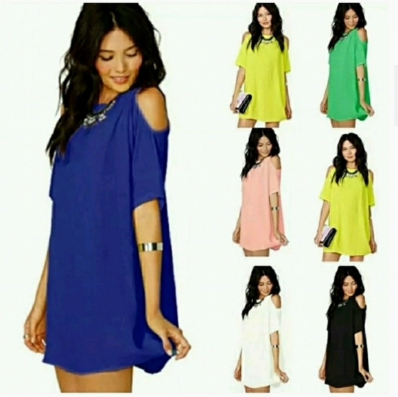 Lovely Lime Cold Shoulder Chiffon Dress - Picture 3 of 3